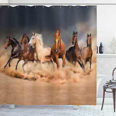 #ad Horse Shower Curtain Equine Themed Animals Print for Bathroom $41.99