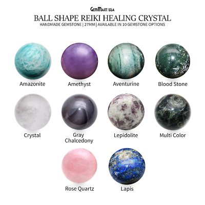 #ad Polished Gemstone Sphere ball Reiki Healing Crystal Chakra Stones Fortune Ball $5.59