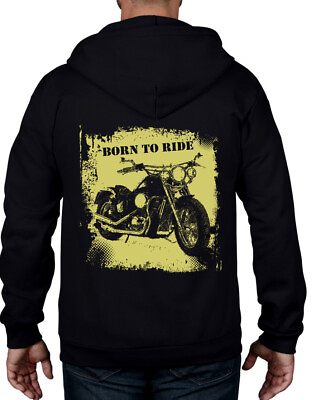 #ad BORN TO RIDER BIKER FULL ZIP HOODIE Motorbike T Shirt Motorcycle S to 3XL GBP 29.95