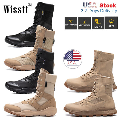 #ad Mens Desert Combat Shoes Military Tactical Work Boots Army Hiking Special USA $42.85