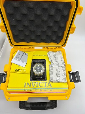 #ad Invicta 13105 50mm Pro Diver Chronograph Date Yellow Rimmed Black Dial Men Watch $105.00