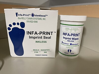 #ad Infa Print Inkless Seal2 1 2quot; x 3 1 2quot; No Ink Baby Handprint footprint Sheets $110.00