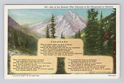 #ad Postcard Colorado Poem by Clem York Why Colorado is Playground of America $4.90