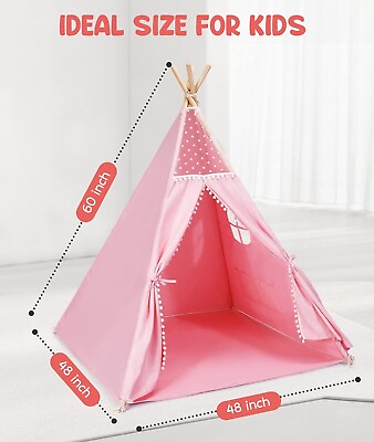 #ad Teepee Tent for Kids Indoor Tents with Mat Inner Pocket Unique Reinforcement $45.90