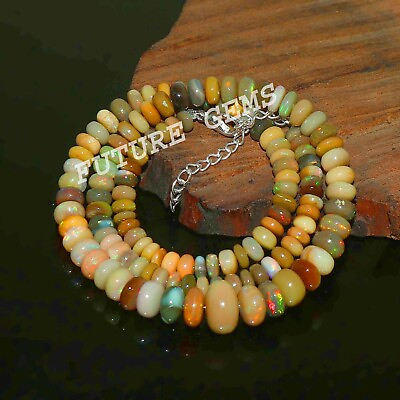 #ad Faceted Yellow Opal Beads Galaxy Opal Gem Rainbow Opal Beaded Necklace NP 4655 $73.78