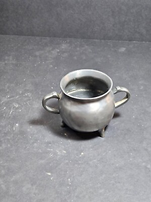 #ad Pewter hallmarked cauldron shaped container 3quot; high 2.5quot;wide. $14.99