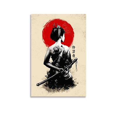 #ad Retro Asian Art Poster Geisha Samurai Decor Japanese Wall Decor Contemporary ... $26.36