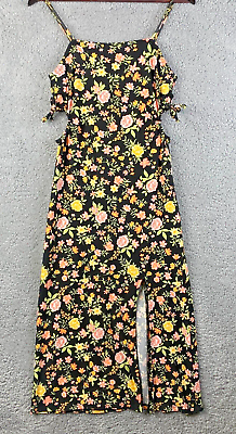 #ad Derek Heart Women Maxi Dress Multicolor Floral Spaghetti Strap Sweetheart Size S $12.97