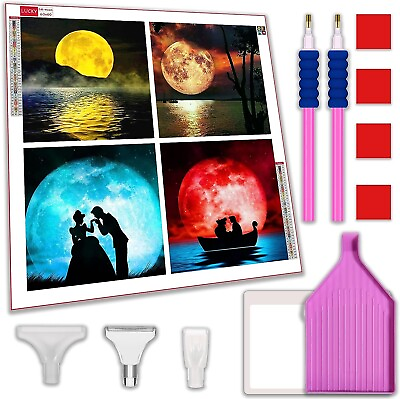 #ad 4 Pack DIY 5d Diamond Painting Kits for Adults amp; Kids Moon 12quot;x12quot; $12.98