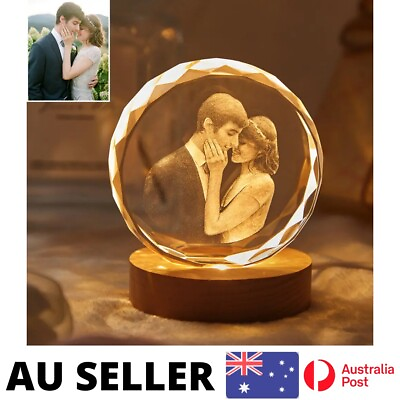 #ad Personalized 2D Photo Crystal Night Light Laser Engraved Picture Lamp AU Stock AU $49.95