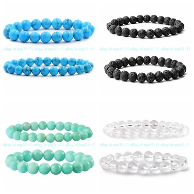 #ad Natural 8mm Multicolor Jade Round Gems Beads Elastic Bracelet AAA 7.5quot; $2.75