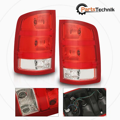#ad Pair Tail Lights Lamps w Bulbs Fit For GMC Sierra 2007 2013 1500 2500 3500HD $54.99