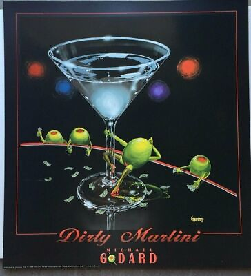 #ad Michael Godard Dirty Martini Poster 24 x 26 $42.45