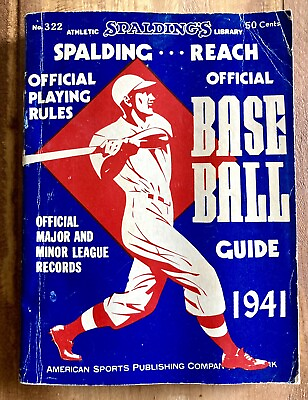 #ad 1941 SPALDING OFFICIAL BASEBALL GUIDE *SIGNED by BOB FELLER* CLEVELAND INDIANS $59.00