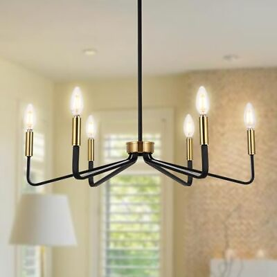 #ad Black Farmhouse Chandelier for Dining Room 6 Light Candle Dining Room Light ... $179.73