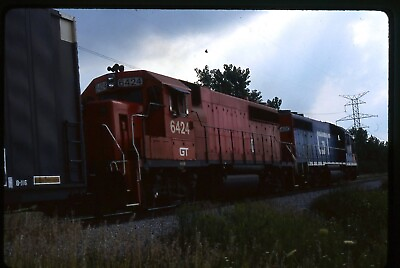 #ad Railroad Slide Grand Trunk #6424 Locomotive Riga Michigan 1986 Freight Train $5.00