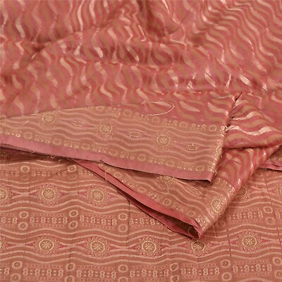 #ad Sanskriti Vintage Pink Indian Sarees Pure Silk Woven Premium Sari Craft Fabric $37.23