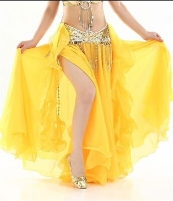 #ad Belly Dancing Skirt Woman Chiffon Split Sexy Gypsy Ethnic Performance Costumes $35.12