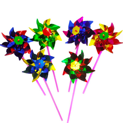 #ad 10x Plastic Windmill Pinwheel Wind Spinner Toy Lawn Party Garden Decor Random $8.52