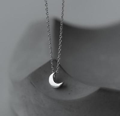 #ad Adorable Silver SP Tiny Moon Pendant Chain Necklace $7.99