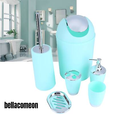 #ad 6Pcs Bathroom Accessories Set Toothbrush Holder Soap Dispenser Dish Tumbler Bin $22.79