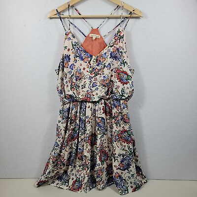 #ad Hem amp; Thread Women#x27;s Small Blouson Dress Strappy Floral Elastic Waist Lined $15.47