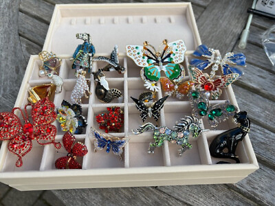 #ad Vintage to New Costume Rhinestone Jewelry Butterfly Brooch lot 20 pcs Resale $99.00