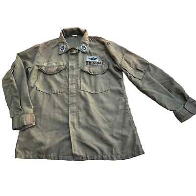 #ad Vintage Vietnam Era US Army Zip Up Flight Flying Shirt Jacket Men’s S M * $55.60