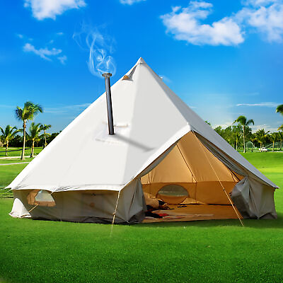 #ad Canvas Bell Tent 4M 5 Season Glamping Hunting Camping Tent Yurt Stove Jack $369.99