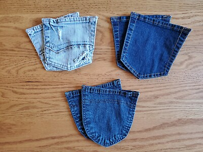 #ad LOT of 6 Denim Blue Jean Pockets Varied Designs For Crafts Quilting Sewing $11.99