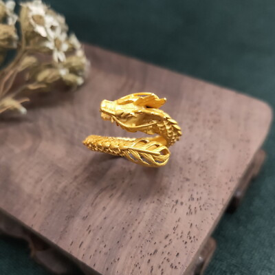 #ad 925 Silver Dragon Ring Natural Women Fashion Designer Jewelry Gild Carved $5.99