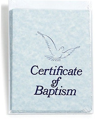 #ad CERTIFICATE BAPTISM W ENVELOPE BLUE PARCHMENT PACK OF 6 $15.74