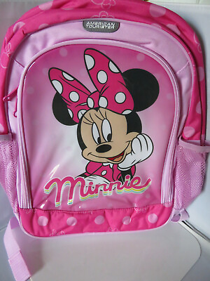 #ad Disney Backpack Minnie Mouse Pink Polka Dots American Tourister Brand New $31.95
