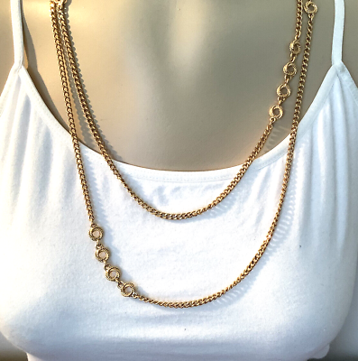 #ad Monet Rope Circle Link Chain Necklace Long Gold Tone Finish 292 $12.95