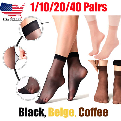 #ad Women Ankle Stockings Nylon Elastic Short Sheer Silk 1 40 Pairs $6.95