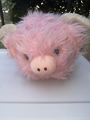 #ad Justice Flying Pig with Silver Glittery Wings Plush Stuffed Animal Pink Silver $11.75