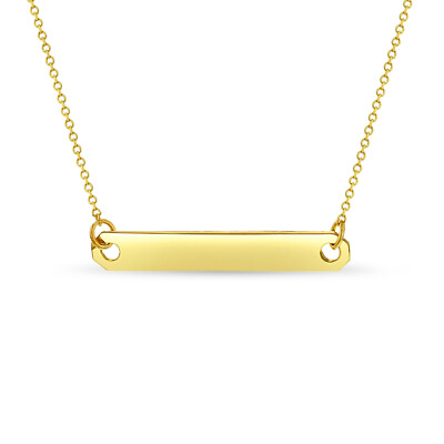 #ad Polished Engravable Bar 16quot; Kids Teen Pendant Necklace 14k Gold $180.00