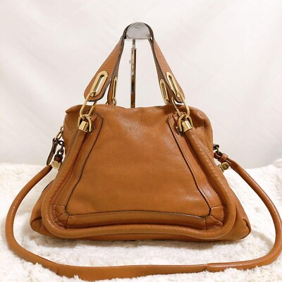 #ad Chloe Paraty Handbag Shoulder bag Leather Logo Beige Color 2Way Zip Women Used $197.00