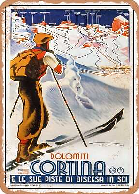 #ad METAL SIGN 1930 Dolomites Cortina And its downhill ski slopes Vintage Ad $21.95