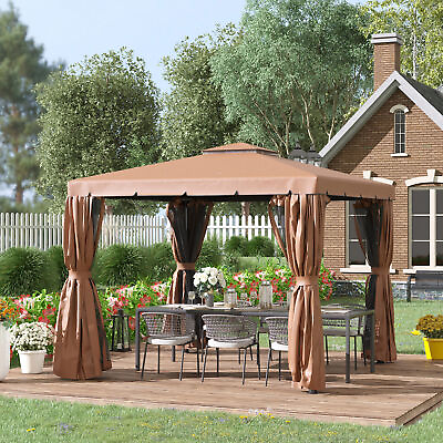 #ad 10#x27; x 10#x27; Patio Gazebo Outdoor Canopy Shelter with Double Vented Roof $206.99