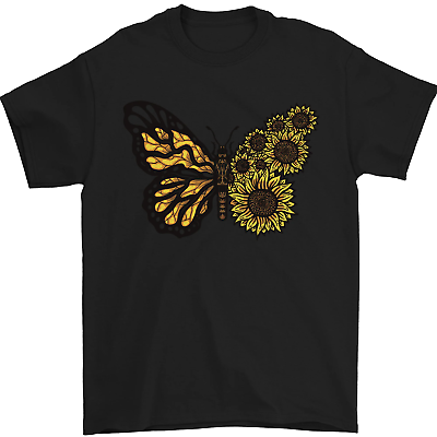 #ad A Sunflower Butterfly Mens T Shirt 100% Cotton GBP 8.49