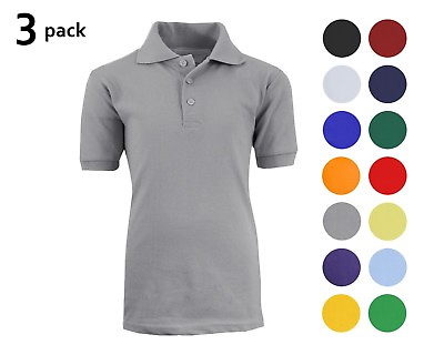 #ad 3 Pack School Uniform Polo for Boys Choose Shirts Color Sizes 4 20 Many Colors $22.97