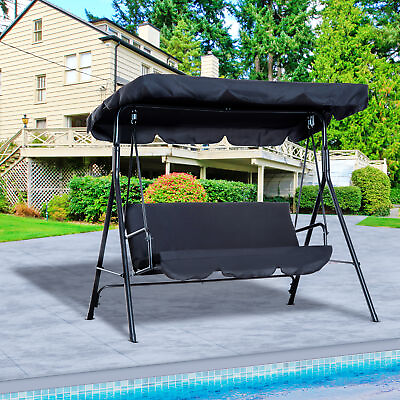 Porch Swing Hammock Bench Lounge Chair Steel 3 seat Padded Outdoor w Canopy $114.99