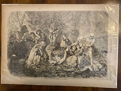 #ad Harpers Weekly Newspaper Print #628 October 21869 quot;Caught In A Showerquot; $19.99