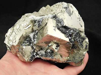 #ad BIG Pyrite Crystal CUBE Cluster with Sphalerite abd Quartz Peru 1130gr $79.99