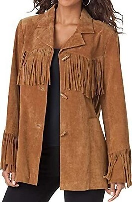 #ad Women Traditional 100% Genuine Suede leather Western Cowgirl Jacket Classic $94.99