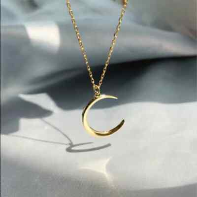 #ad Stylish Women#x27;s Golden Moon Pendant Necklace Decorative Holiday Party Gift $11.65