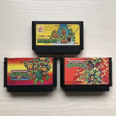 #ad Teenage Mutant Ninja Turtles set of 3 Nintendo Famicom Japan FC $89.54