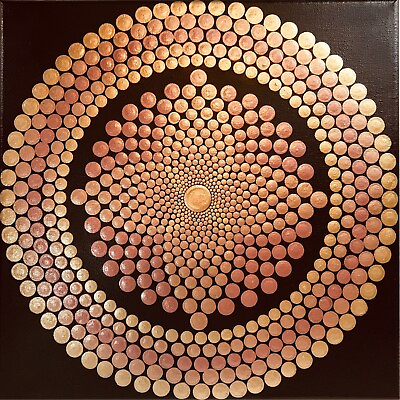 #ad 12” x 12” Rose Gold Gradient Mandala On Canvas By JaDeL On YouTube $250.00