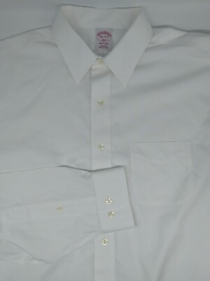 #ad Brooks Brothers Madison solid White Men#x27;s size 16.5 4 5 Cotton Non Iron Shirt $12.50